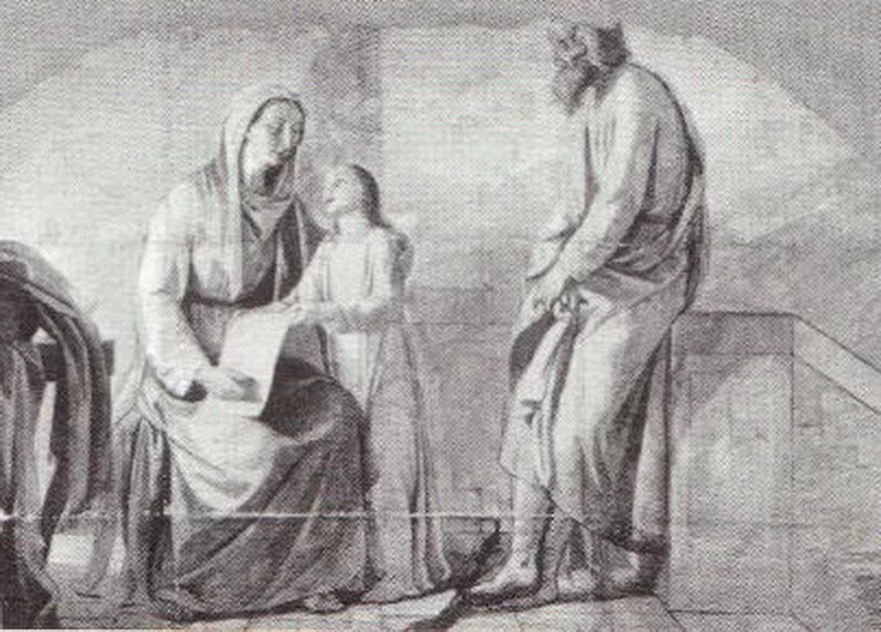L'Educazione di Maria Bambina - carboncino su cartone cm.133x188, Coll. privata